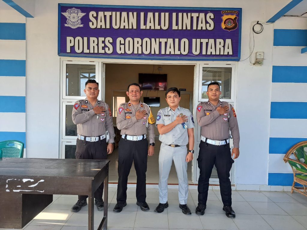 PT Jasa Raharja Perwakilan Gorontalo bersama Satlantas Polres Gorontalo Utara melakukan pembahasan mengenai rencana kegiatan pencegahan Kecelakaan