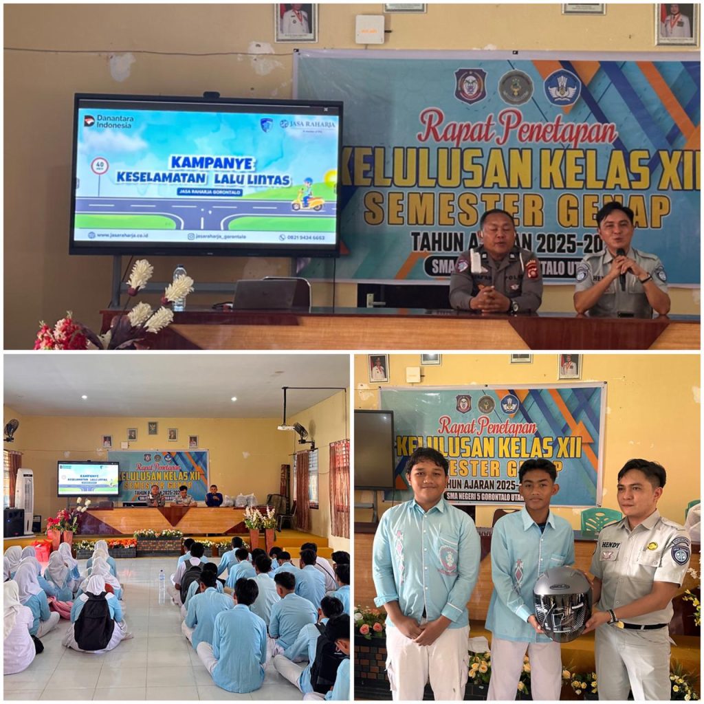 Jasa Raharja Cabang Gorontalo dan Polisi Edukasi Keselamatan Berkendara di SMA N 5 Gorontalo Utara